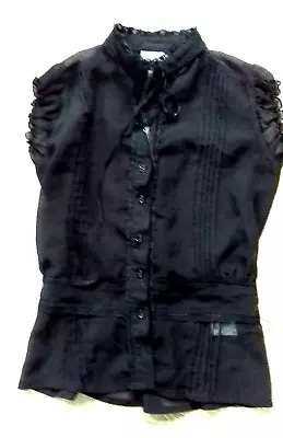 MISS SELFRIDGE   Semi Sheer Blouse (Size 8) Black (Full Description Below) • £3.99