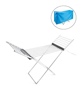 Heated Clothes Dryer XL Airer & Cover Economic drying Stores Flat 36 Rails  CE