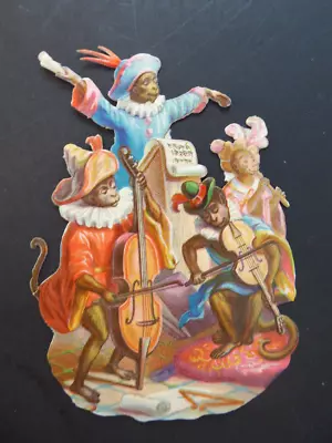 Victorian Anthropomorphic Monkey Orchestra Scene Scraps • $24