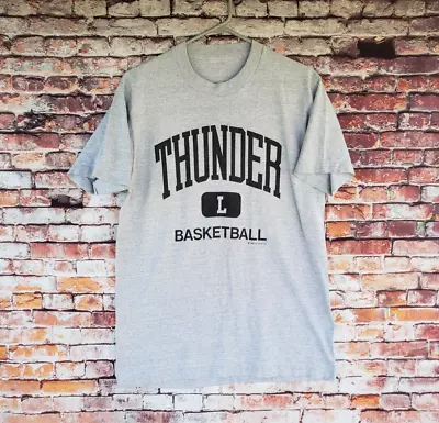 🔥 Quad City Thunder Basketball Light Gray Shirt Men's Medium M CBA 1989 • $39.99