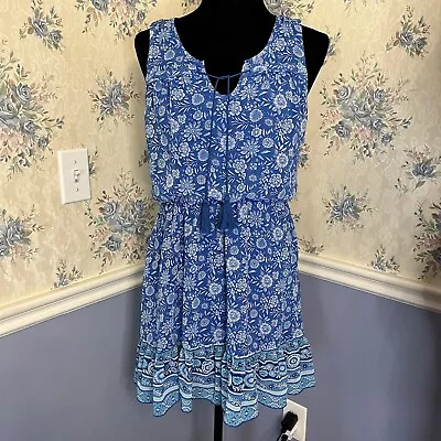 Lily Rose Blue Floral Tassel Sundress Dress Size S • $20