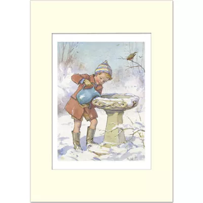 Robin's Thirsty - Margaret Tarrant - Medici Mounted Print • £23.50