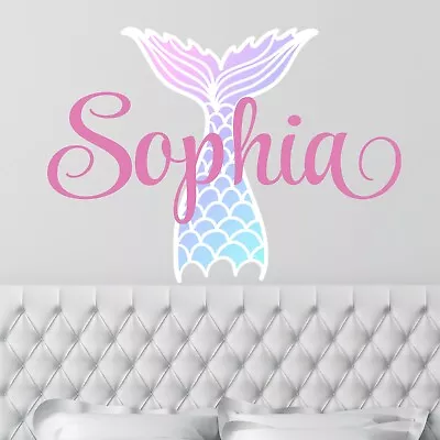 Personalized Name Mermaid Tail Wall Decal Custom Name Mermaid Wall Decal Sticker • $19.95