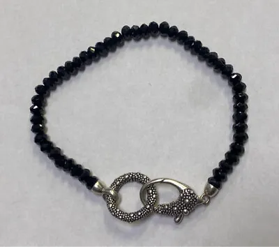 Michael Dawkins 8  Black Spinel Bracelet 925 Sterling Silver Starry Night • $55.30