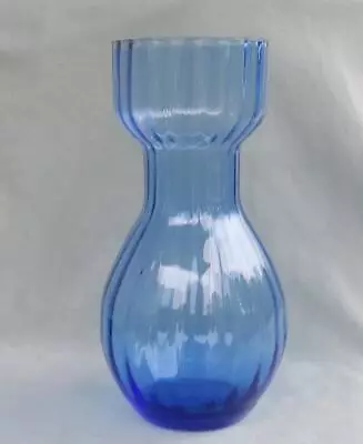 Vintage Blue Ribbed Glass Hyacinth Vase • $25