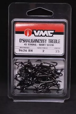 VMC 9626BN Black Nickel O'Shaughnessy Treble Hooks 4X - Size 2 - Short Shank • $6.79