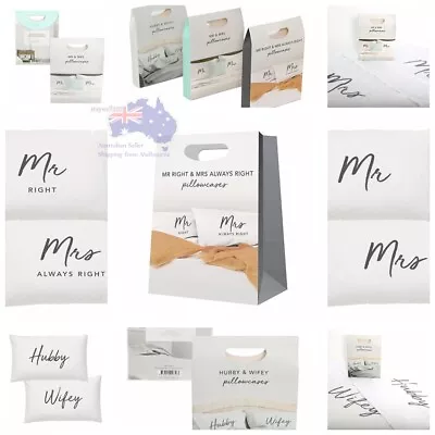 Mr & Mrs Pillow Case Set From Wedding Engagement Collection Perfect Unique Gift • £30.91