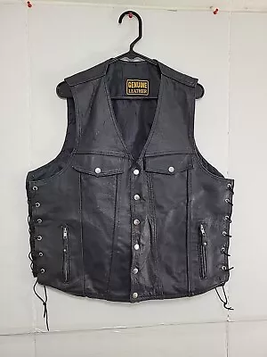 Genuine Leather Motorcycle Vest Men's Large • $44.99