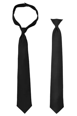 Black Neck Tie Breakaway Design | Clip-On Security Police Issue Necktie Safety • $11.99