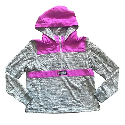 PINK Victorias Secret Pullover Half Zip Heathered Sweatshirt Sz Large Hooded • $13