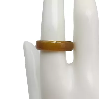 Yellow Green Blend Polished Nephrite Stone Band Ring Size 8.25 Vintage • $19.99