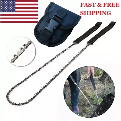 36  Survival Folding Hand Pocket Saw Chain With Pouch For Camping Hiking Hunting • $19.99