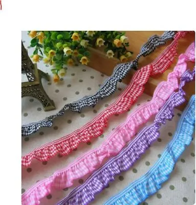 May Arts Elastic Gingham Single Frill Ribbon Trim - 18 Mm Wide - By M Any Length • £1.99