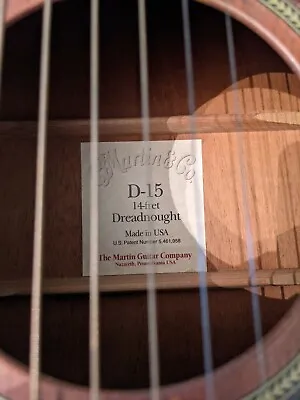 Martin D15 Natural Mahogany Acoustic Guitar  • $1550