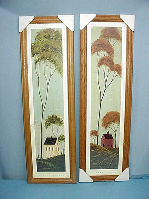 $74.99 • Buy Set 2 Warren Kimble Seasons Summer Fall 31  X 9.5  Wood Framed Art Print Panel