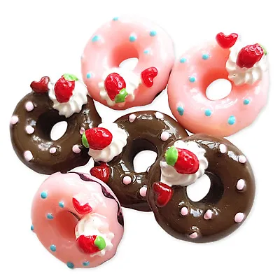 5pcs Iced Ring Donut Resin Kawaii Flatback Cabochons Embellishment Decoden Craft • £1.99