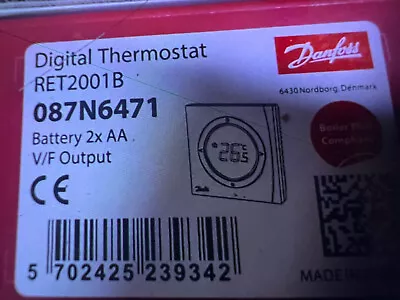 Danfoss RET2001B Digital Room Thermostat - White • £19.99