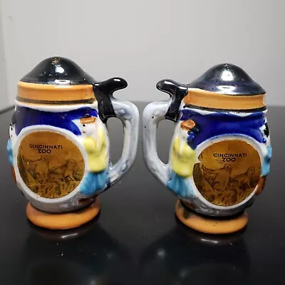 Vintage Cincinnati Zoo Ohio Souvenir Salt Pepper Beer Stein Mug Monkey Ape  • $9.99