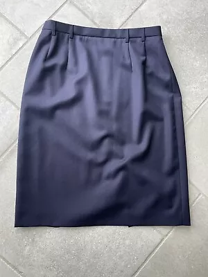 Jaeger Vintage Navy Fine Pure New Wool Pencil Skirt • £15