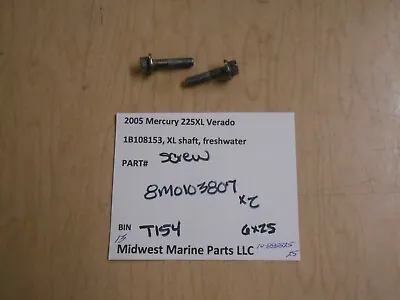 8M0103807 Mercury 2005 225XL Verado Outboard Screw (2) 6x25 T154 • $12.99