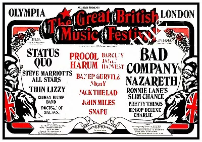 The Great British Music Festival : Old Advert Reproduction Poster Wall Art. • £8.49