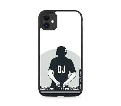 DJ On Decks With Speakers Rubber Phone Cover Case Decks Fun Black Gift Mens J284 • £15.90