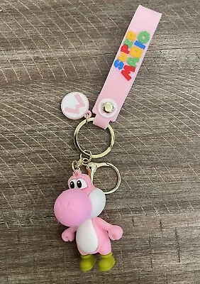 Yoshi 3D Rubber Keychain With Vibrant Pink Strap And Pendant - Super Mario • $9.99