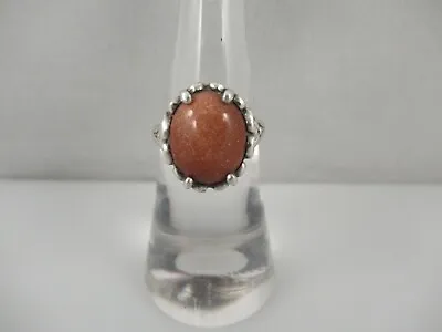 Signed Kabana Sterling Silver And Sandstone/Goldstone Cabochon Ring Size 5.75 • $35.95