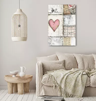 Love Pink Heart Wall Art Living Room Canvas Print Picture Framed Decor • £14.99