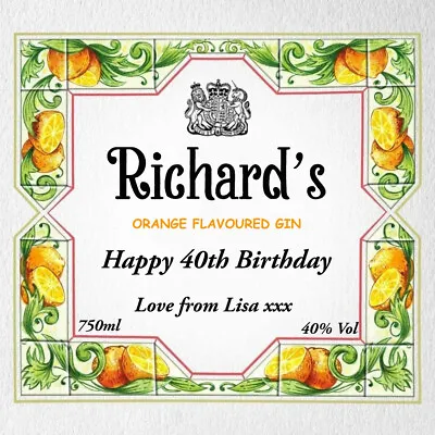 Personalised Tanqueray Orange Gin Bottle Label - Party / Birthday / Xmas • £3.50