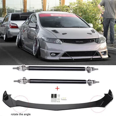 For Honda Civic Coupe Sedan 11-21 Front Bumper Lip Splitter Spoiler + Strut Rods • $65.25