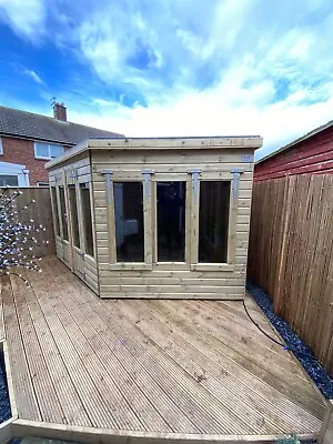 Garden Shed Corner Summer House Tanalised Super Heavy Duty 10x8 19mm T&g. 3x2 • £2110