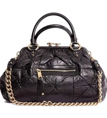 EEUC Marc Jacobs Stam Black Leather Gold Chain Glam Shoulder Bag-$2050 • $394.65
