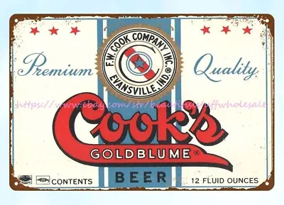 Garage Decor Cottage Kitchens COOKS GOLDBLUME PREMIUM BEER Metal Tin Sign • $18.87