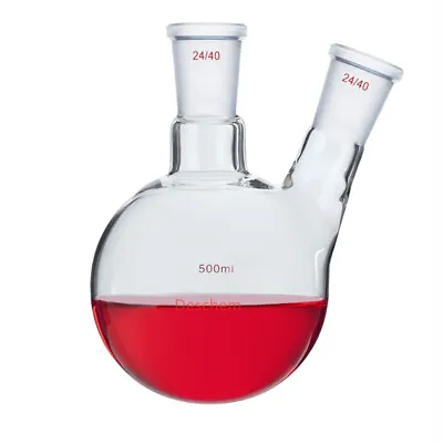 Two Necks500ml24/40Round Bottom Glass Flask2-Neck Lab Chemical Bottle • $27.99