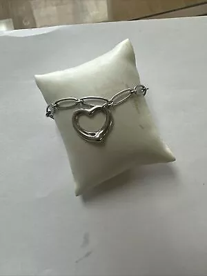 Tiffany & Co. Elsa Peretti Sterling Silver OPEN HEART Paper Clip Link Bracelet • $170