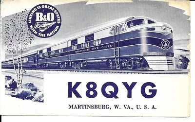 QSL 1962 Martinsburg WV    B&O Railroad      Radio Card • $6.02