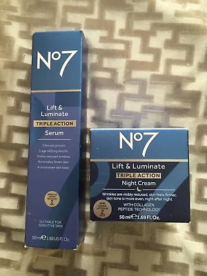 2 X No7 Lift And Luminate Triple Action 1 50ml  NIGHT  Cream &1 SERUM   50ml • £30