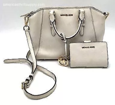 Authentic Michael Kors Women's White Luxury Satchel Bag & Wallet - COA Included • $24.99