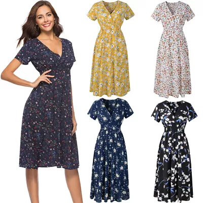 For Womens Dress Plus Size 8-22 Clothing Dresses Floral Ladies Sexy Beach • $31.74