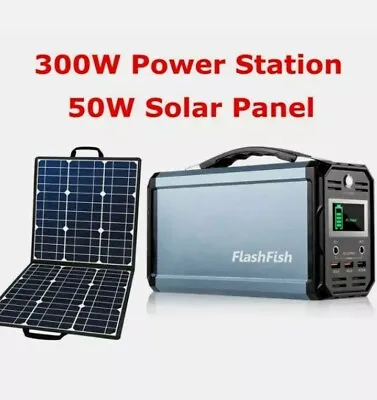 $419.99 • Buy FlashFish 300W Solar Generator Power Station+50W 18V Portable Solar Panel Set