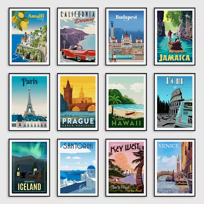 Vintage Travel Posters Retro Home Wall Art Prints Tourism Holiday Pictures • £3.99