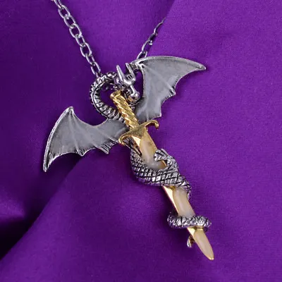 Game Of Thrones Dragon Sword Pendant Necklace Luminous Glow In Dark Jewellery • £4.19