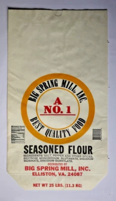 $20 • Buy X LARGE Vintage Paper Sack Bag, SEASONED FLOUR, BIG SPRING MILL, ELLISTON, VA