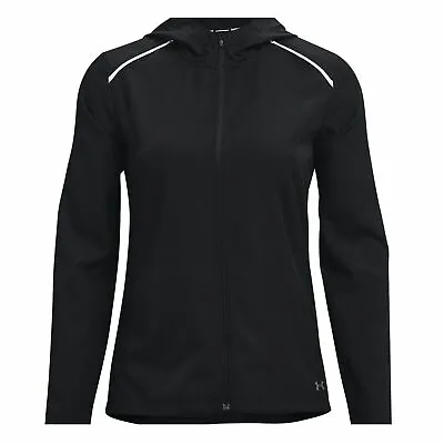 Womens Under Armour Ua Outrun The Rain Jacket Zip Up Black/White/Reflective • $65.95