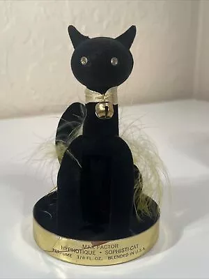 Vintage Max Factor Black Cat Yellow Feathers Plastic Dome Perfume Advertising • $29.99