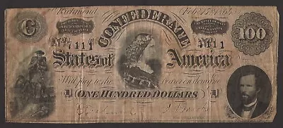 Confederate States $100 Series 1864 Lucy Pickens Advertising Counterstamp • $149.95