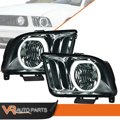 Fit For 05-09 Ford Mustang Clear Lens LED Halo Headlight Projector Left Right • $74.80