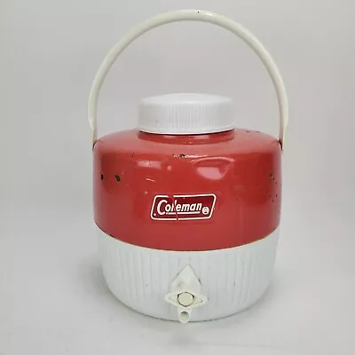 Vintage 1983 Coleman Water Jug Red And White 1 Gallon  Cooler Work Or Play • $12.71