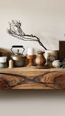 Solid Oak Beam Mantle Fireplace Shelf Lintel Mantelpiece HEAVILY WORKED • £255